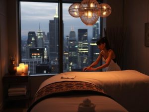 What does "happy ending" really mean in Manhattan's massage scene?